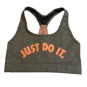✨Nike Just Do It Sports Bra Gray Peach Racerback Medium Support Workout Gym